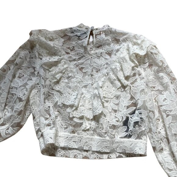 The Kooples Floral Lace White Top Size M - Picture 3 of 8